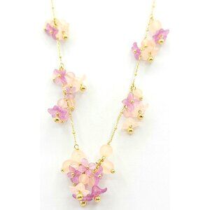 Kate Spade Pink Floral Dangle Charm Necklace